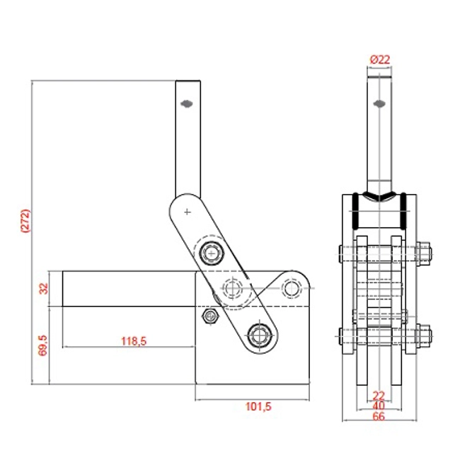 Vendita online Bloccaggio saldabile serie pesante base dritta braccio fisso 1630 Kg.